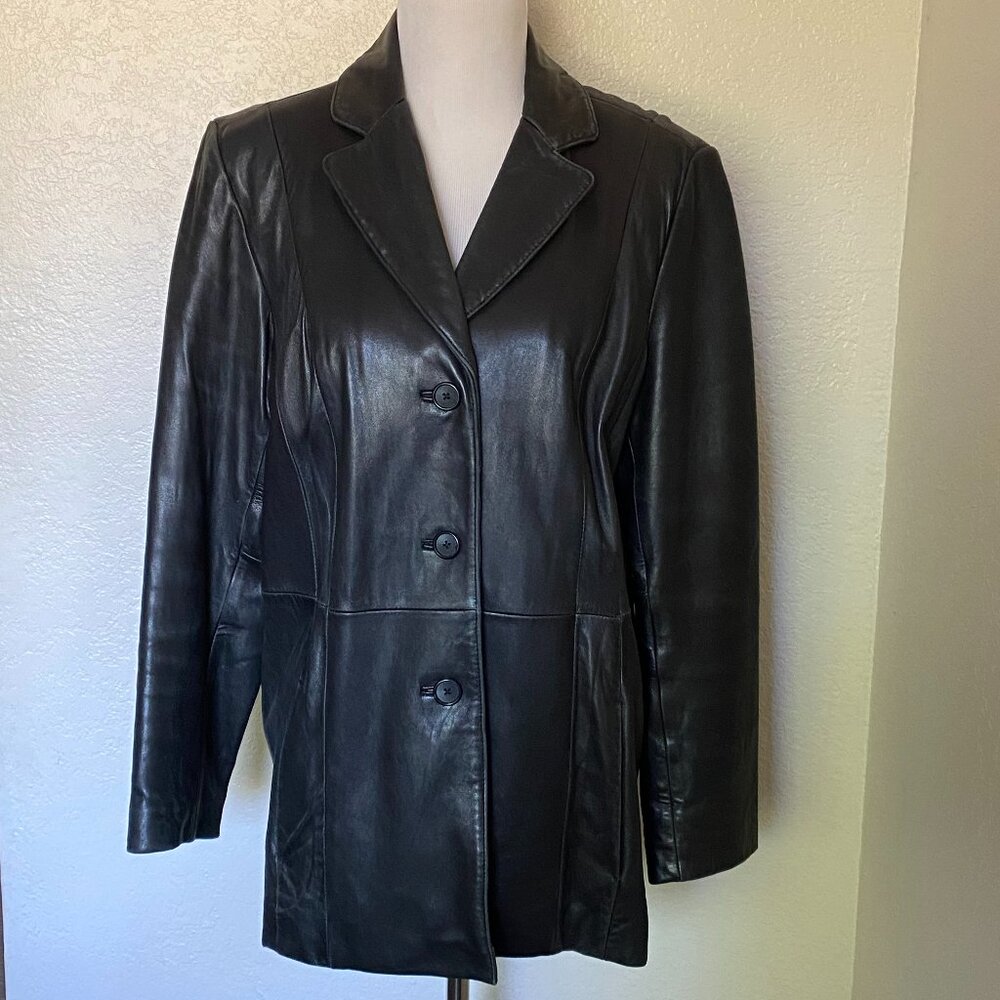 Merona Women's Black Butter Soft Leather Lined Jacket Sz L